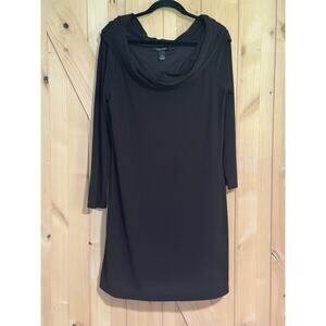 White House Black Market | Black Cowl Neck Long Sleeve Dress | Size Large